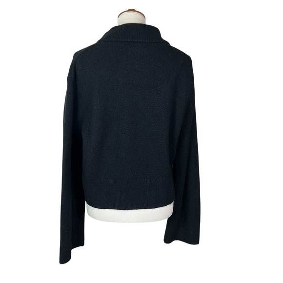 J.Crew Chunky Cropped Turtleneck Sweater Alpaca Merino Wool Blend Black Medium - Picture 3 of 7